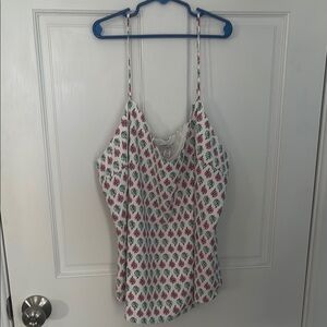 J. Crew Red and White Sleeveless Fitted Camisole